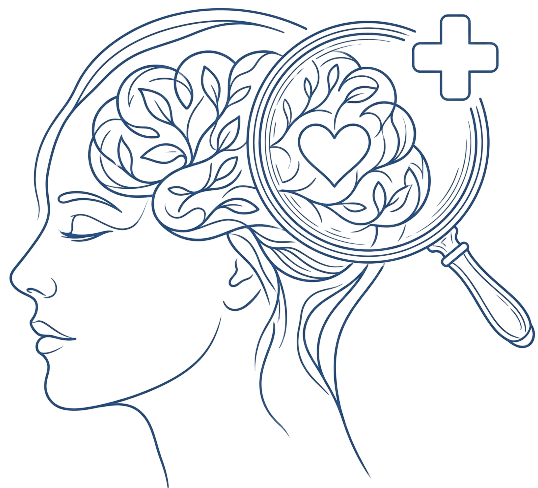 mage-conseil merignac, cerveau en branches avec cœur, symbole de bien-être et santé mentale bienveillante