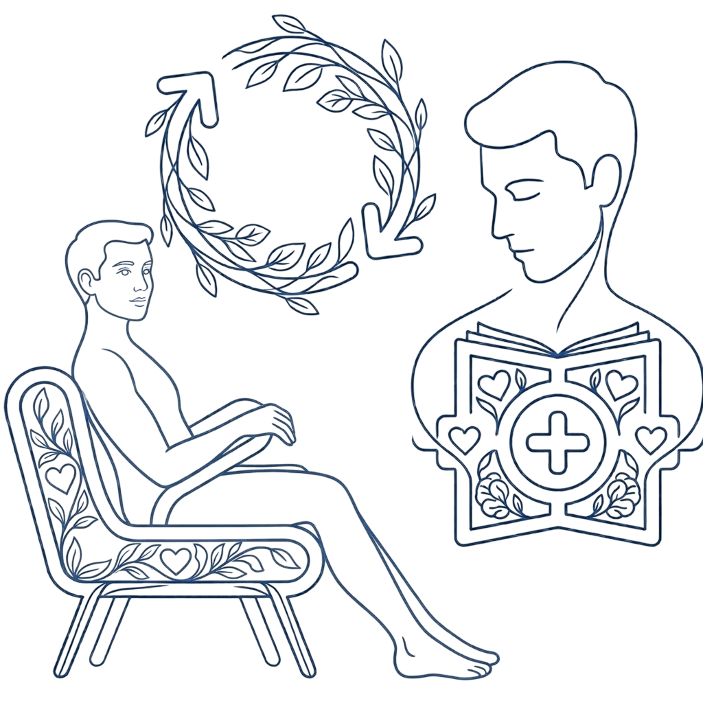 Illustration bien-être et santé mentale, lecture et auto-soin chez mage-conseil à merignac